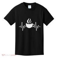 Funny Heartbeat Coffee Cup Cute Heartbeat Coffee Lover Kids T-Shirt thumb 0