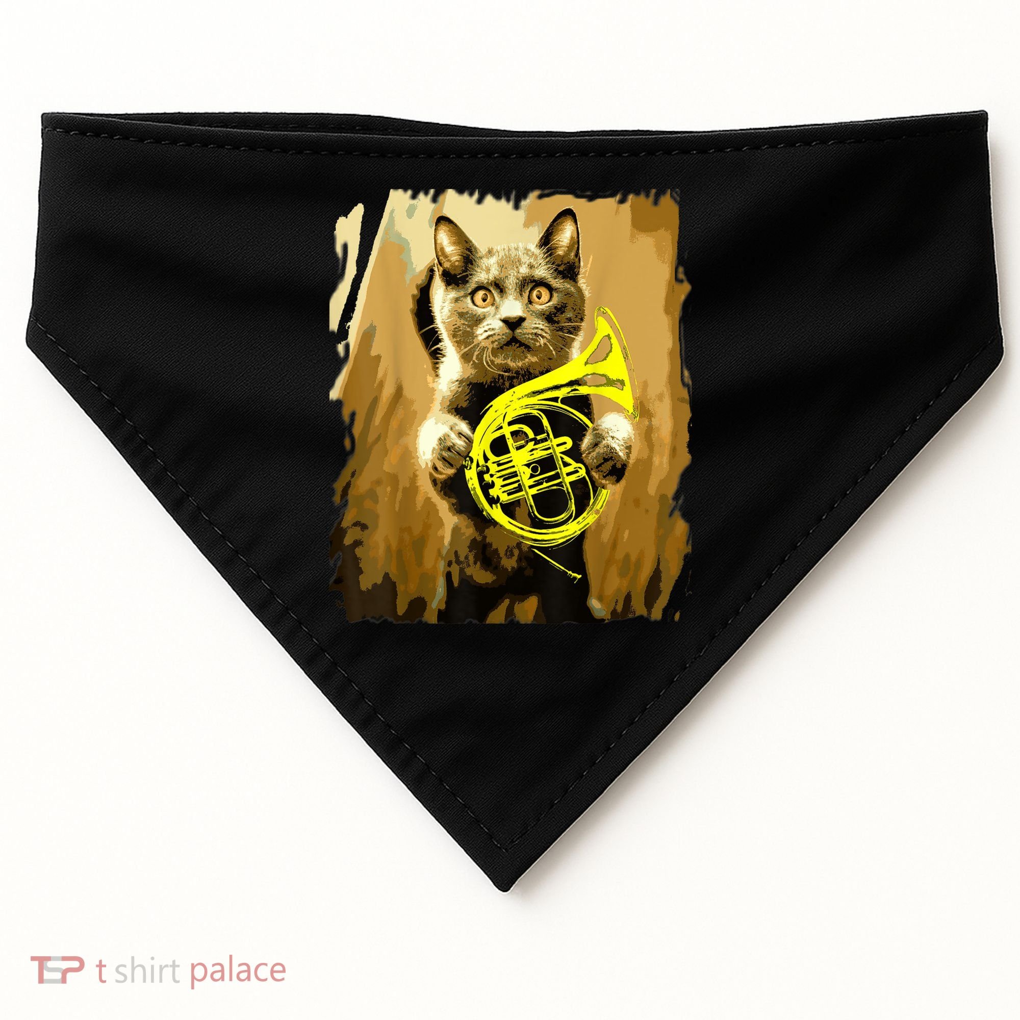 French Horn Cat Gift Music Funny Gift For Christmas USA-Made Doggie Bandana