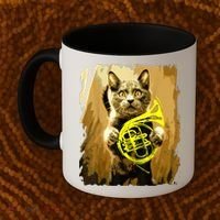 French Horn Cat Gift Music Funny Gift For Christmas Coffee Mug thumb 2