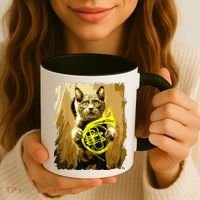 French Horn Cat Gift Music Funny Gift For Christmas Coffee Mug thumb 3