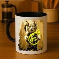 French Horn Cat Gift Music Funny Gift For Christmas Coffee Mug thumb 4