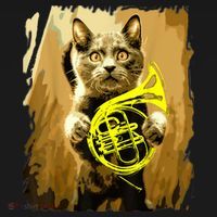 French Horn Cat Gift Music Funny Gift For Christmas Coaster thumb 2