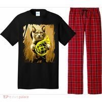 French Horn Cat Gift Music Funny Gift For Christmas Pajama Set thumb 0