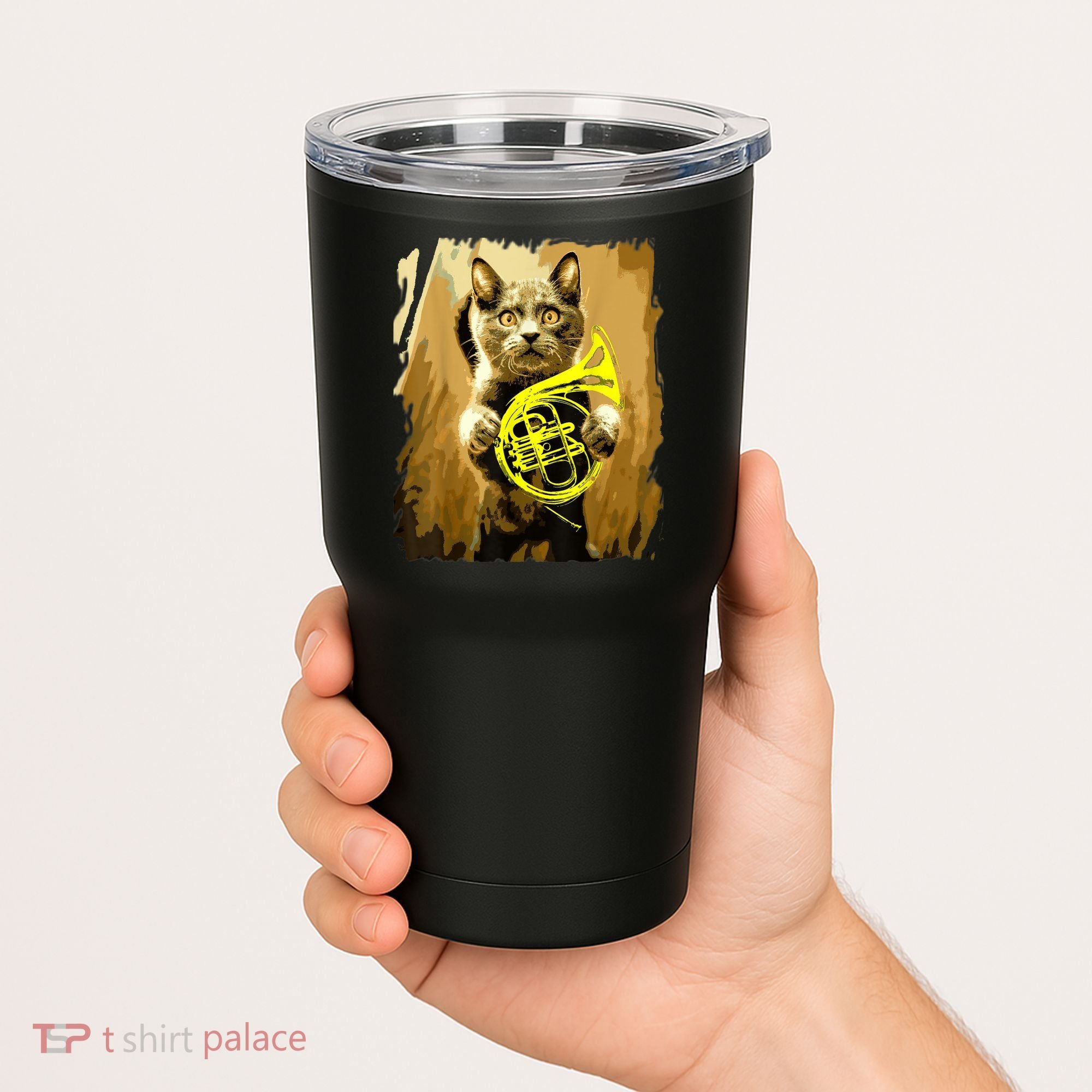 French Horn Cat Gift Music Funny Gift For Christmas Tumbler