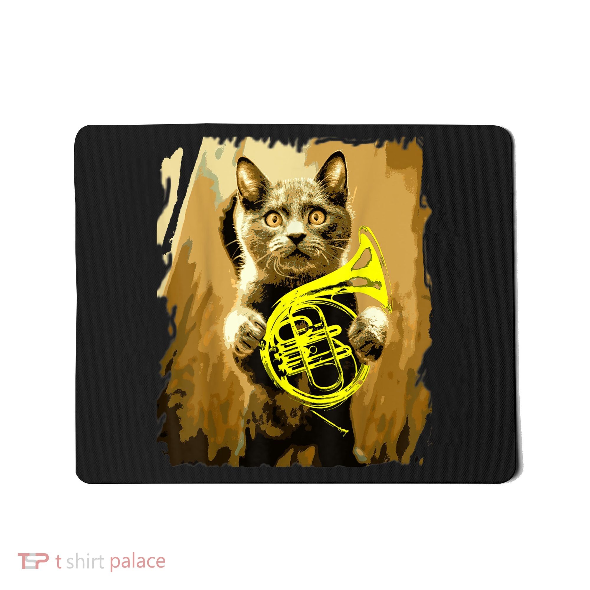 French Horn Cat Gift Music Funny Gift For Christmas Mousepad