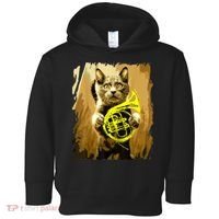 French Horn Cat Gift Music Funny Gift For Christmas Toddler Hoodie thumb 0