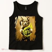 French Horn Cat Gift Music Funny Gift For Christmas Tank Top thumb 2