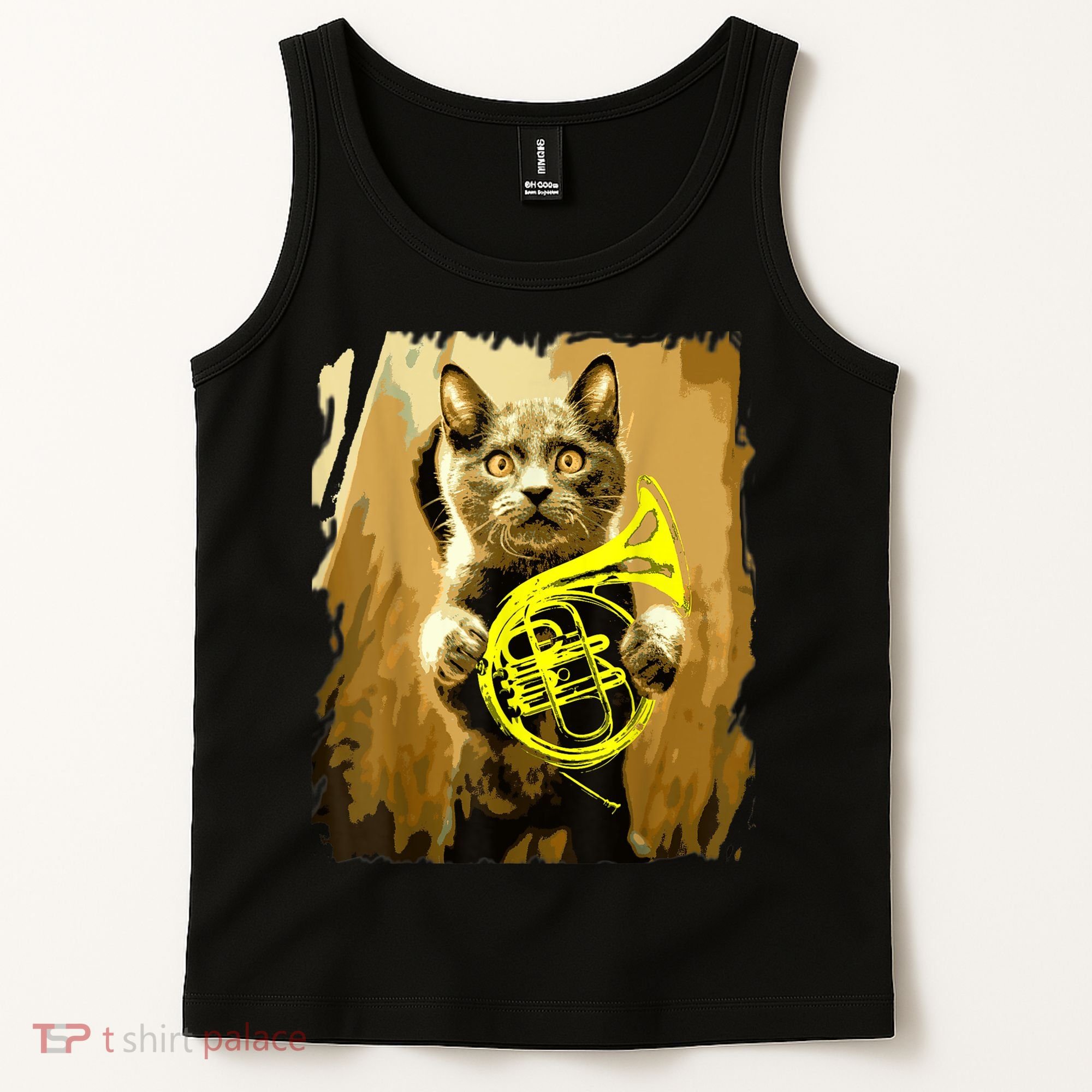 French Horn Cat Gift Music Funny Gift For Christmas Tank Top