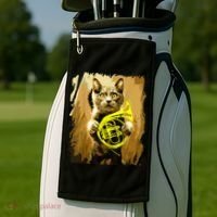 French Horn Cat Gift Music Funny Gift For Christmas Golf Towel thumb 2
