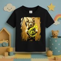 French Horn Cat Gift Music Funny Gift For Christmas Toddler T-Shirt thumb 3