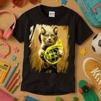 French Horn Cat Gift Music Funny Gift For Christmas Kids T-Shirt thumb 3