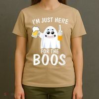 Funny Halloween, Cute Halloween, I'm Just Here For The Boos Costume T-Shirt thumb 4