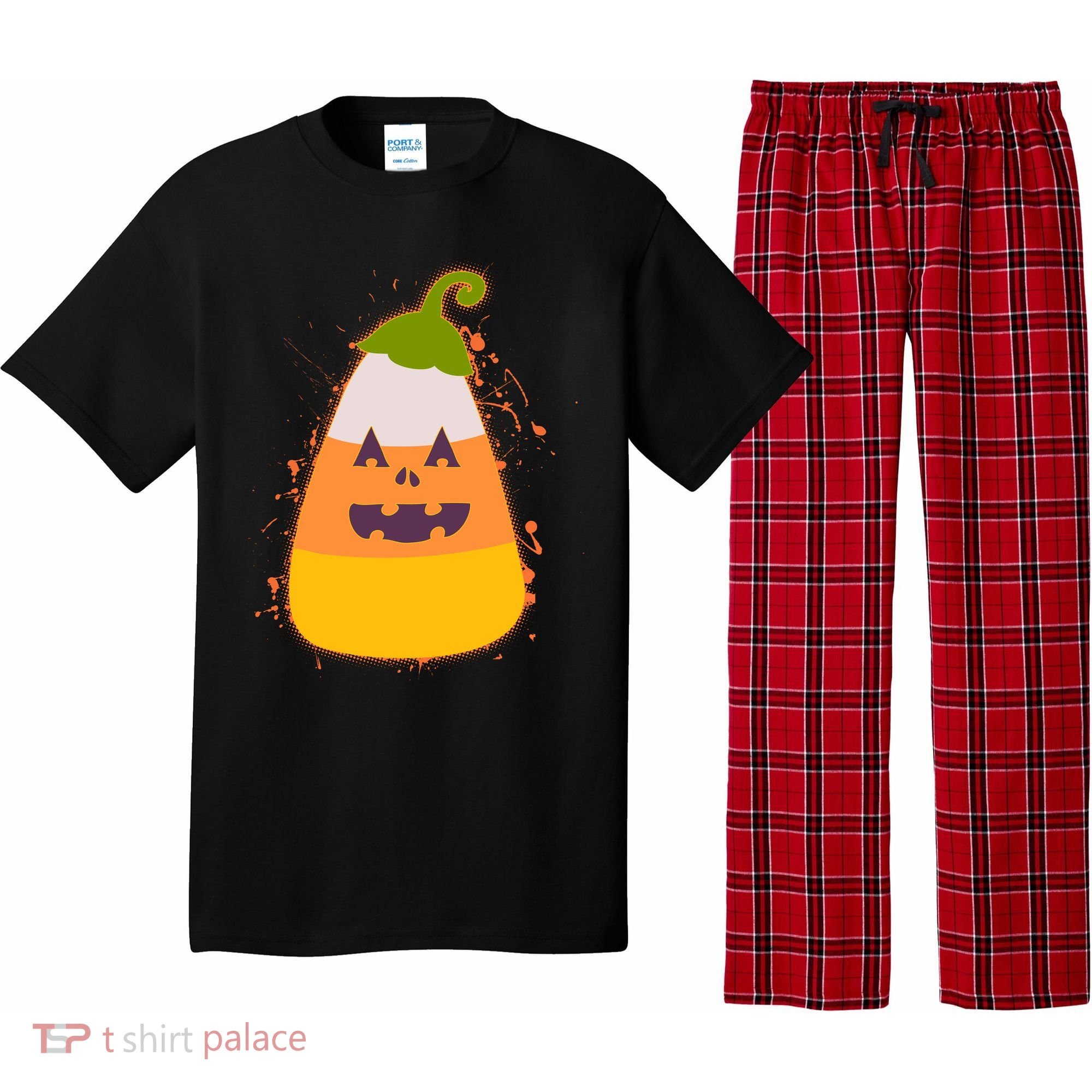 Funny Halloween Candy Corn Pumpkin Pajama Set
