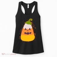 Funny Halloween Candy Corn Pumpkin Women's Tank Top thumb 0