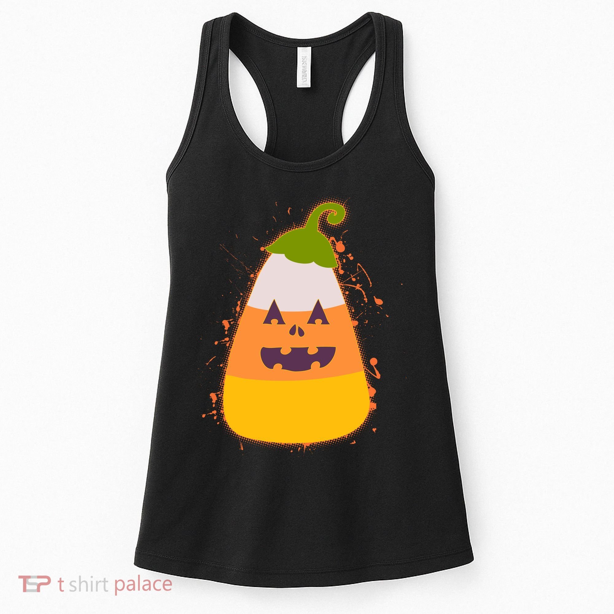 Funny Halloween Candy Corn Pumpkin Women's Tank Top