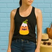 Funny Halloween Candy Corn Pumpkin Women's Tank Top thumb 2