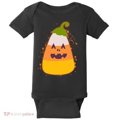 Funny Halloween Candy Corn Pumpkin Baby Bodysuit