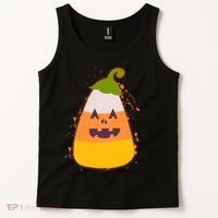 Funny Halloween Candy Corn Pumpkin Tank Top thumb 2