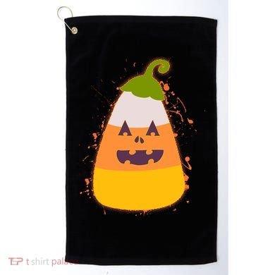 Funny Halloween Candy Corn Pumpkin Golf Towel