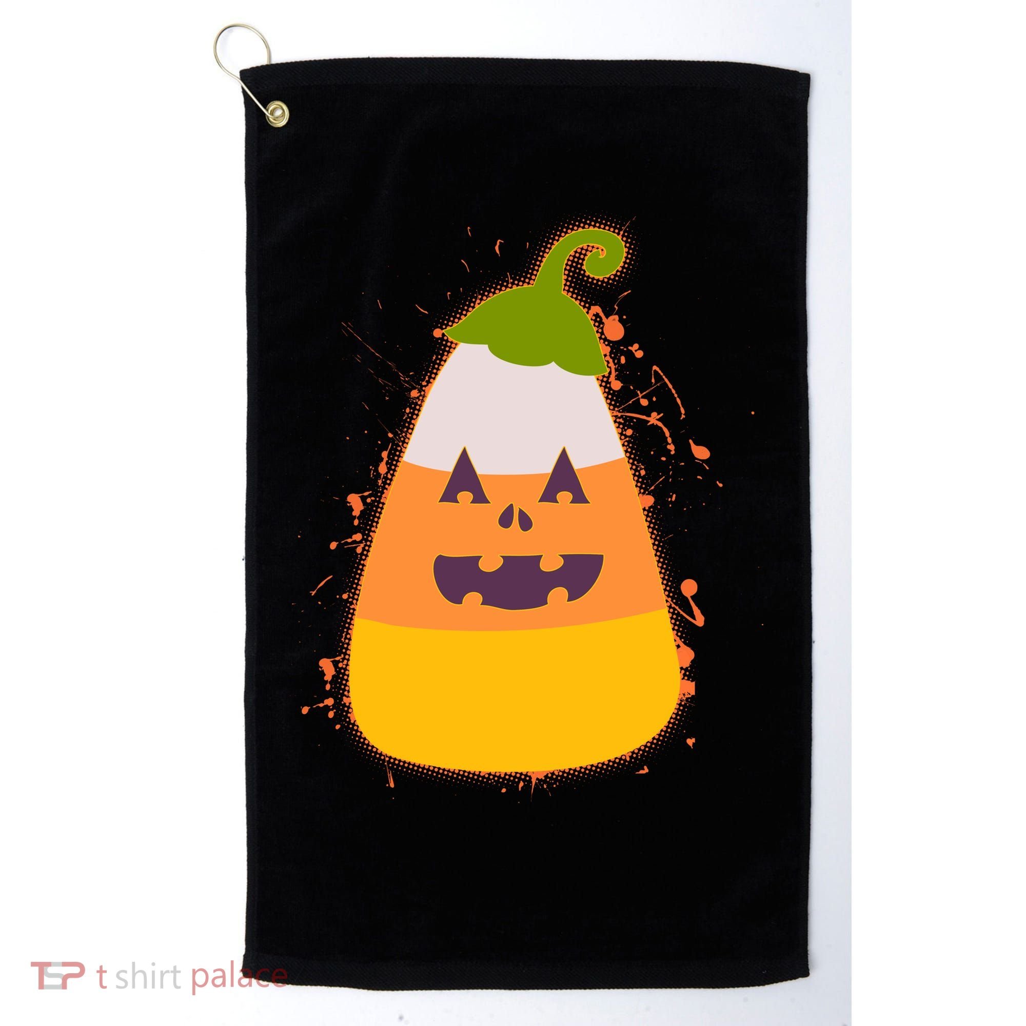 Funny Halloween Candy Corn Pumpkin Golf Towel