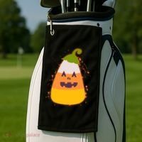 Funny Halloween Candy Corn Pumpkin Golf Towel thumb 2