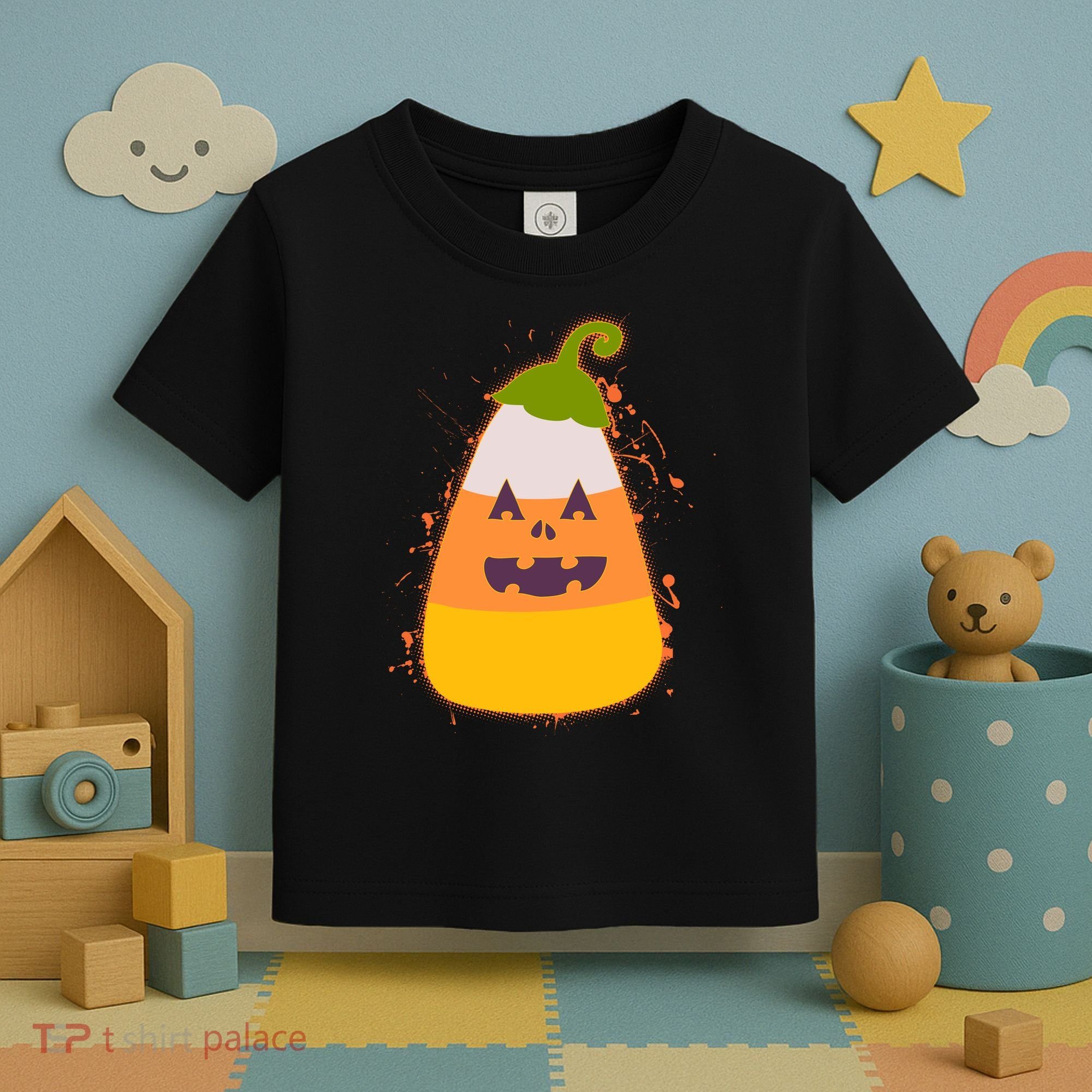 Funny Halloween Candy Corn Pumpkin Toddler T-Shirt