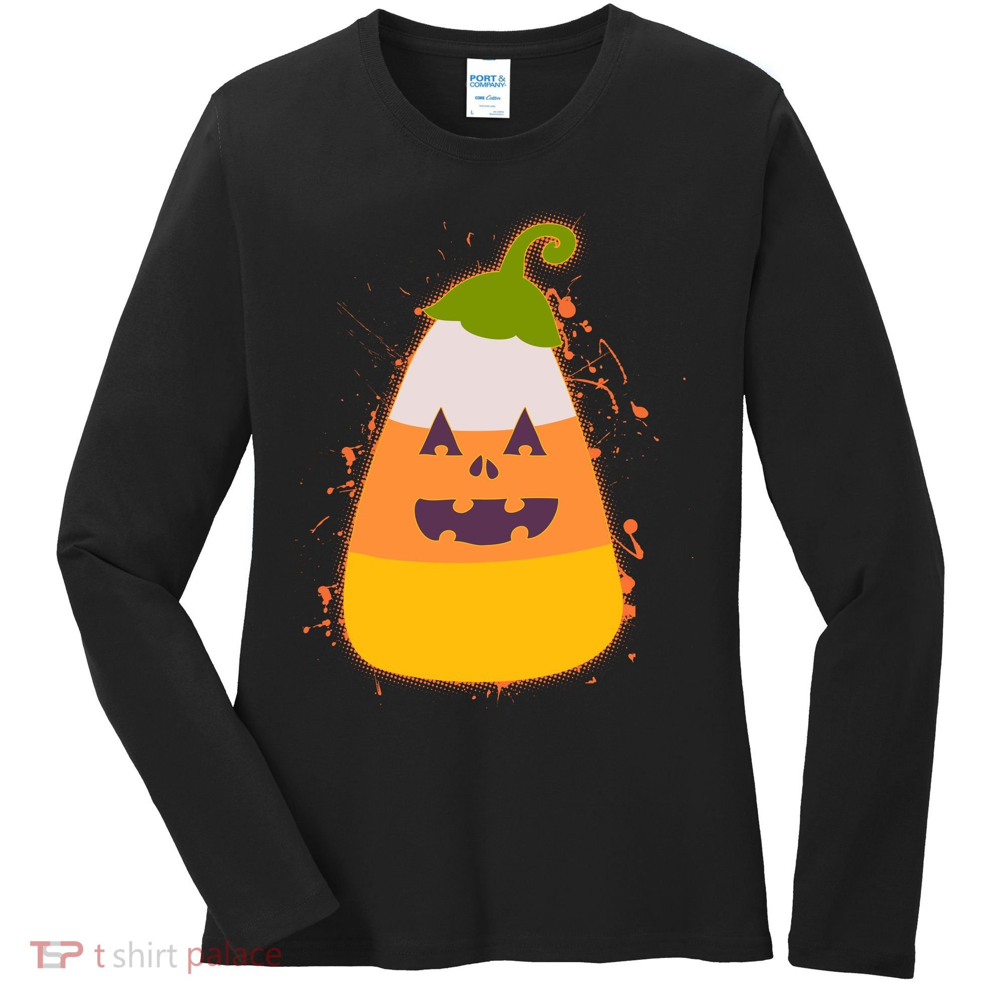 Funny Halloween Candy Corn Pumpkin Women's Long Sleeve Shirt