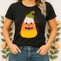 Funny Halloween Candy Corn Pumpkin Women's T-Shirt thumb 2