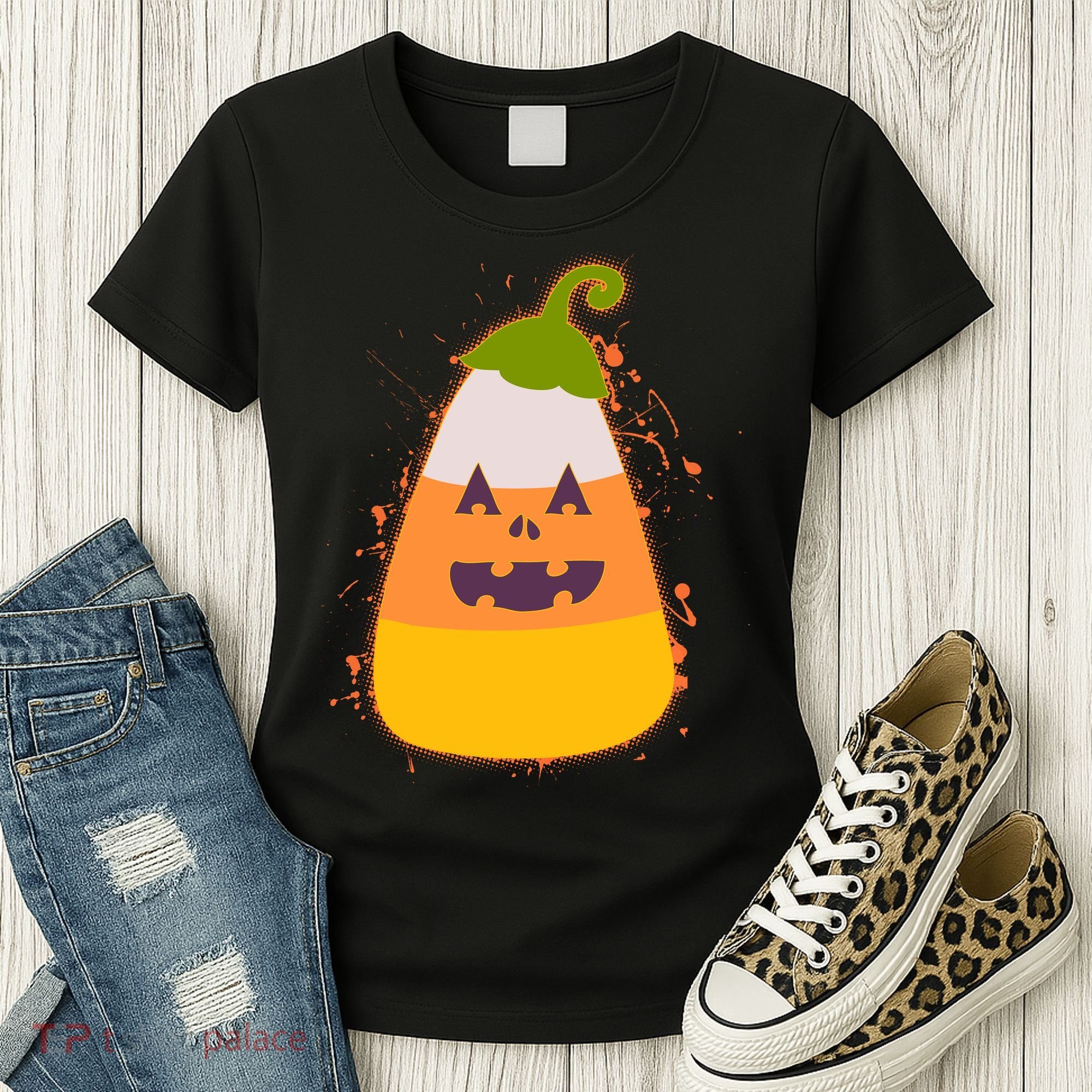 Funny Halloween Candy Corn Pumpkin Women's T-Shirt