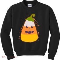 Funny Halloween Candy Corn Pumpkin Kids Sweatshirt thumb 0