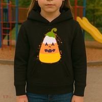 Funny Halloween Candy Corn Pumpkin Kids Hoodie thumb 3