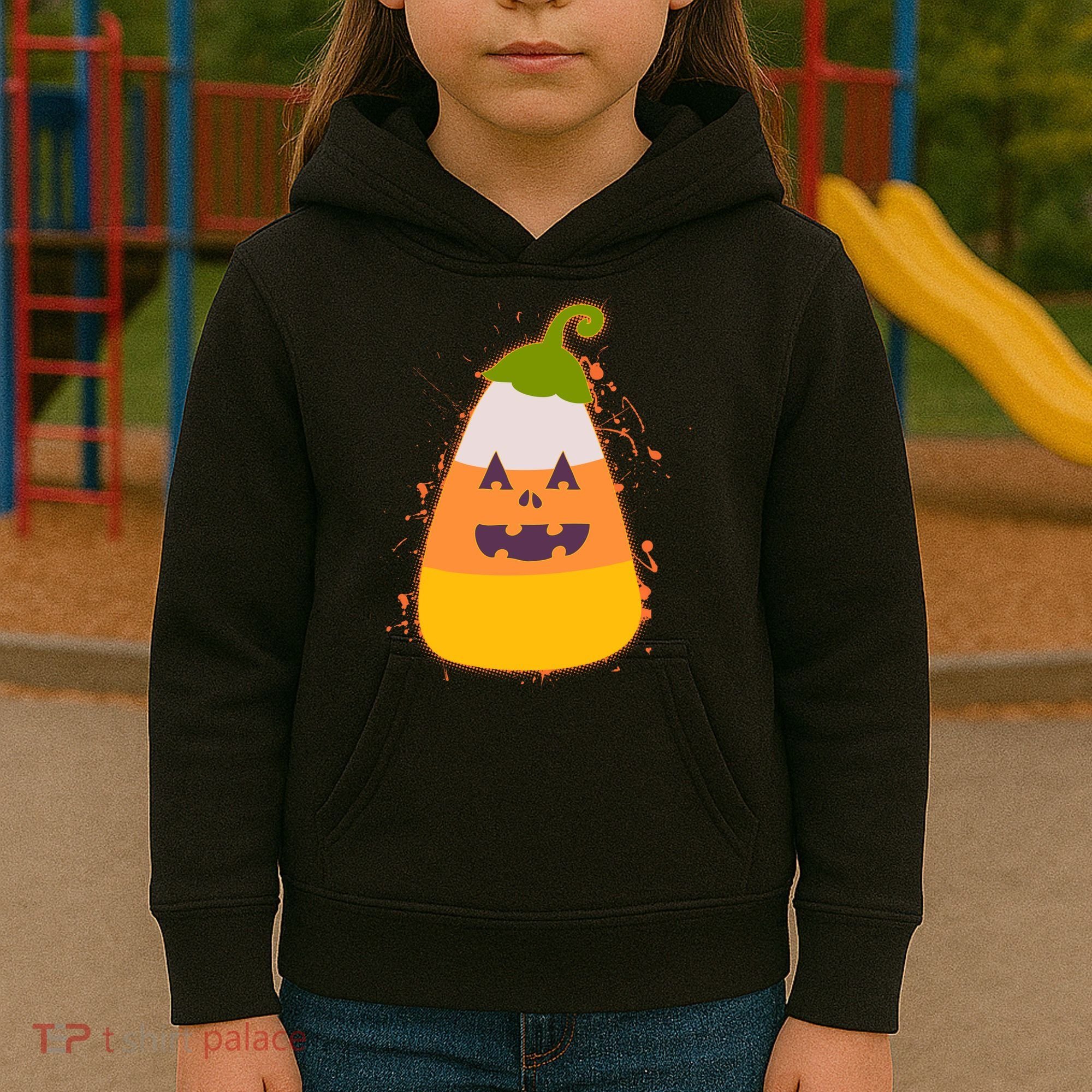 Funny Halloween Candy Corn Pumpkin Kids Hoodie