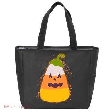 Funny Halloween Candy Corn Pumpkin Tote Bag