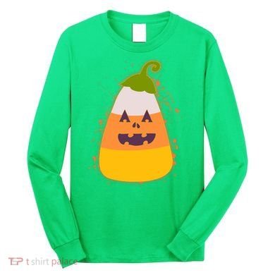 Funny Halloween Candy Corn Pumpkin Long Sleeve Shirt