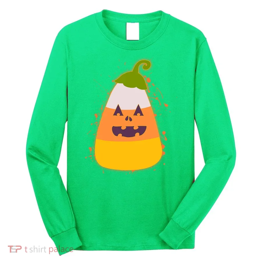 Funny Halloween Candy Corn Pumpkin Long Sleeve Shirt