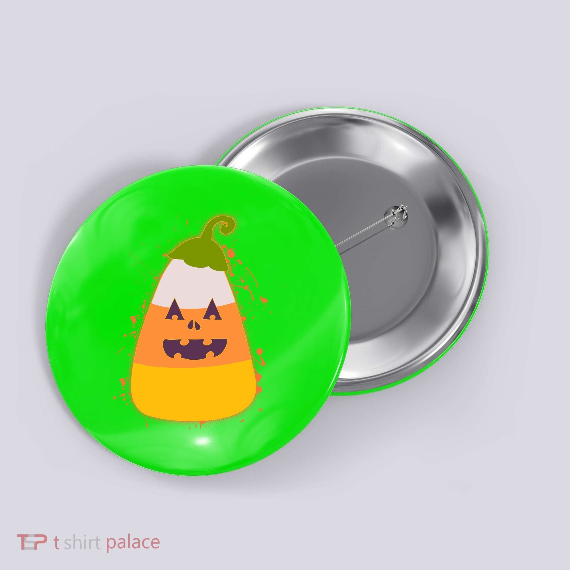Funny Halloween Candy Corn Pumpkin Button