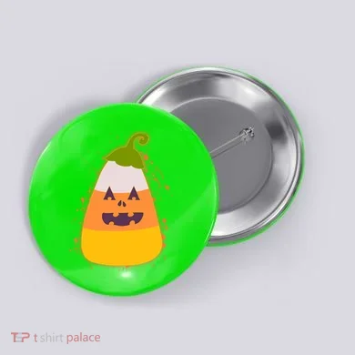 Funny Halloween Candy Corn Pumpkin Button