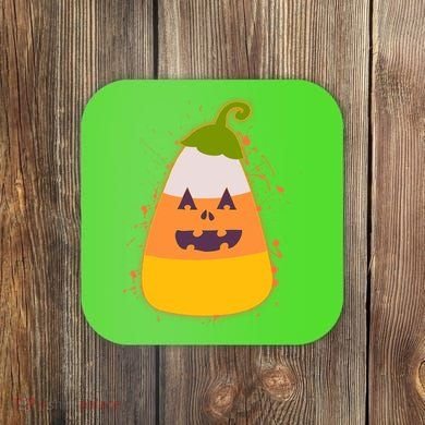 Funny Halloween Candy Corn Pumpkin Coaster