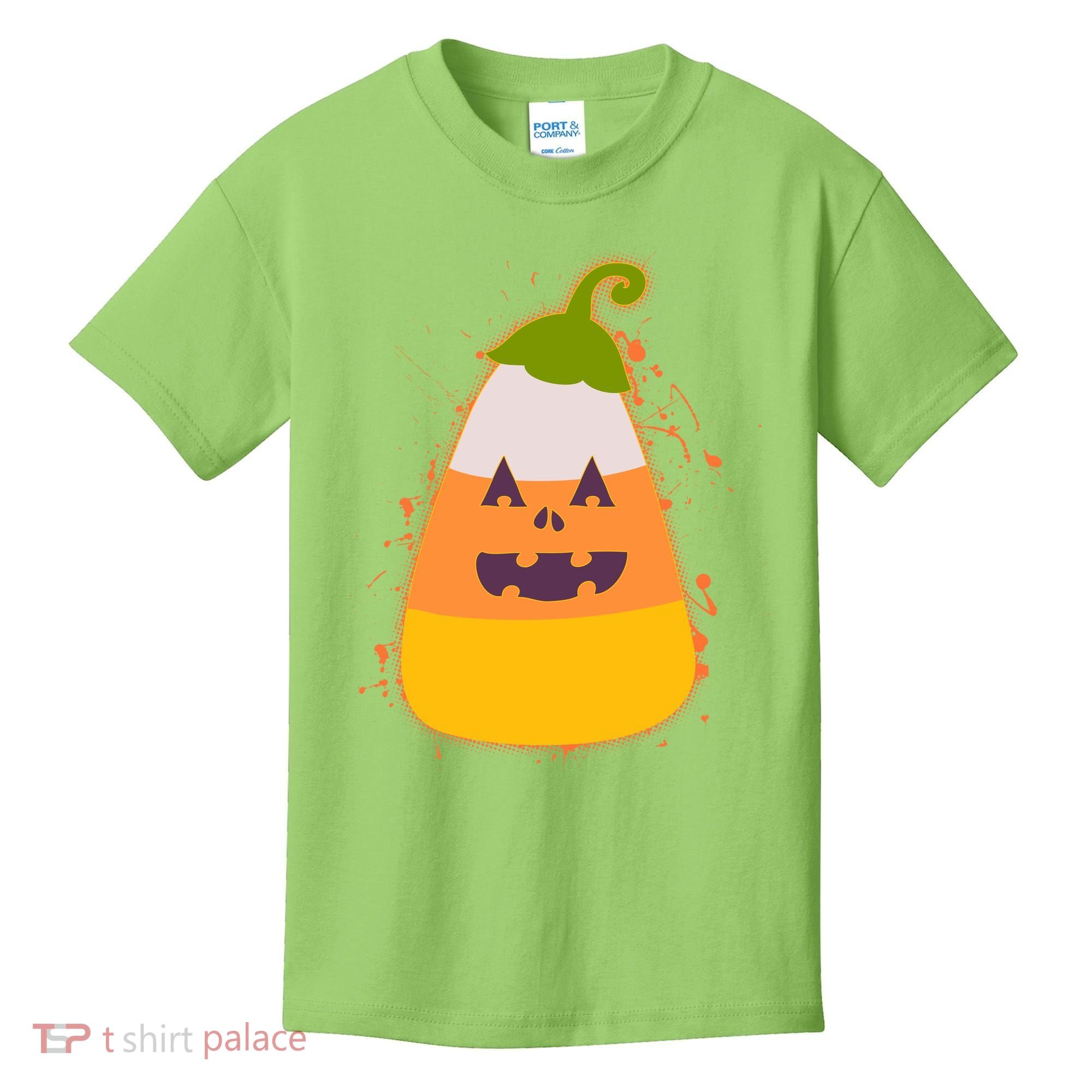 Funny Halloween Candy Corn Pumpkin Kids T-Shirt