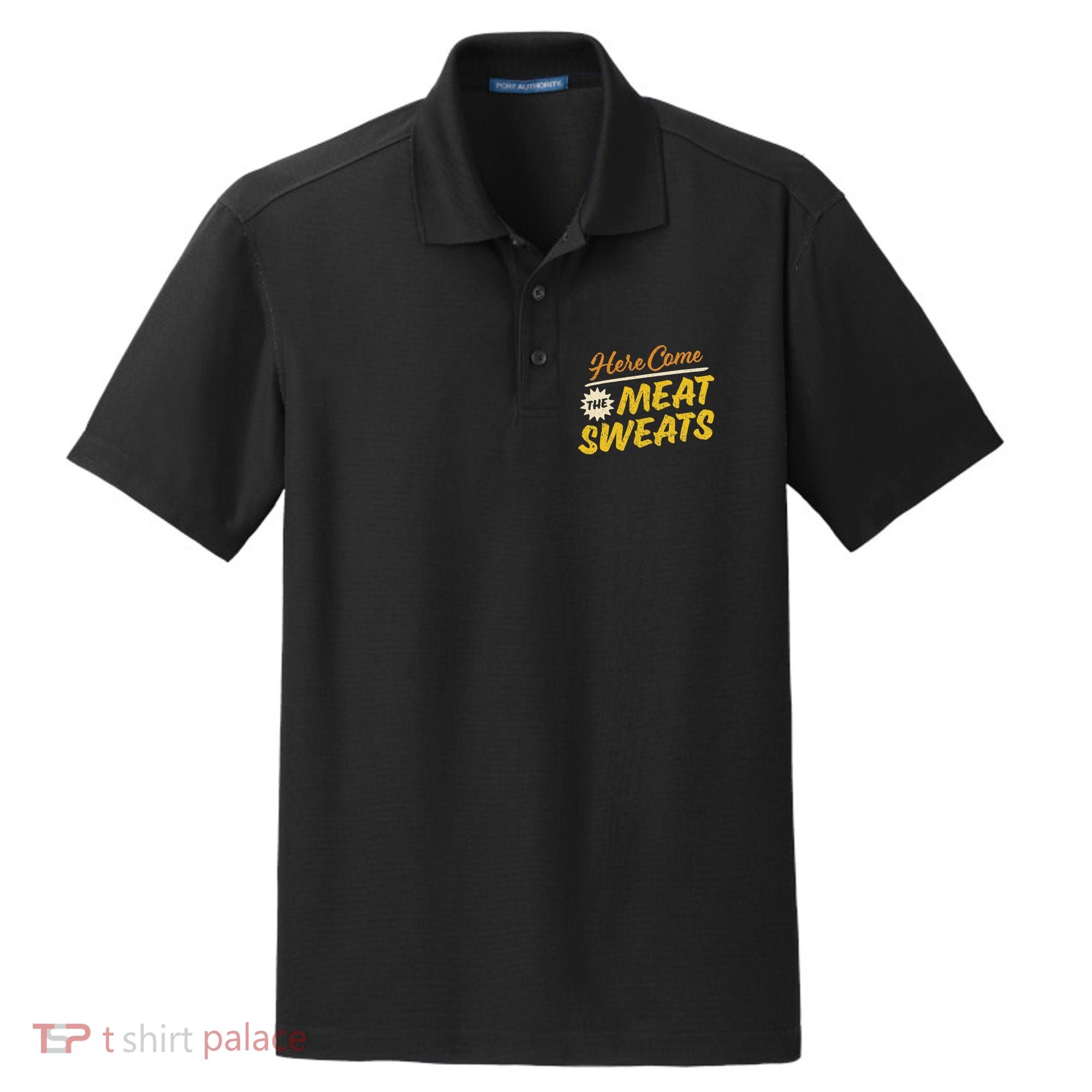 Funny Here Come The Meat Sweats Dry Zone Grid Polo