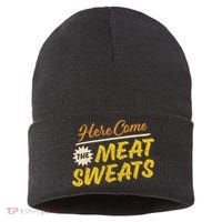 Funny Here Come The Meat Sweats Sustainable Knit Beanie thumb 0