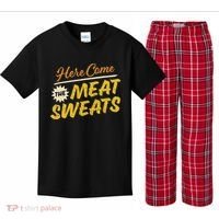 Funny Here Come The Meat Sweats Kids Plaid Pajama Set thumb 0