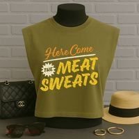 Funny Here Come The Meat Sweats Garment-Dyed Women's Muscle Tee thumb 3