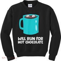 Funny Hot Chocolate Lover Will Run For Hot Chocolate Kids Sweatshirt thumb 0