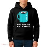 Funny Hot Chocolate Lover Will Run For Hot Chocolate Kids Hoodie thumb 4