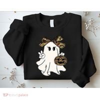 Funny Halloween Camouflage Camo Ghost Hello Hunting Season Sweatshirt thumb 2