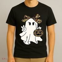 Funny Halloween Camouflage Camo Ghost Hello Hunting Season T-Shirt thumb 3