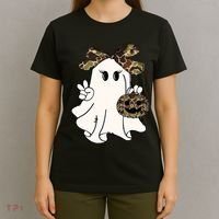 Funny Halloween Camouflage Camo Ghost Hello Hunting Season T-Shirt thumb 4