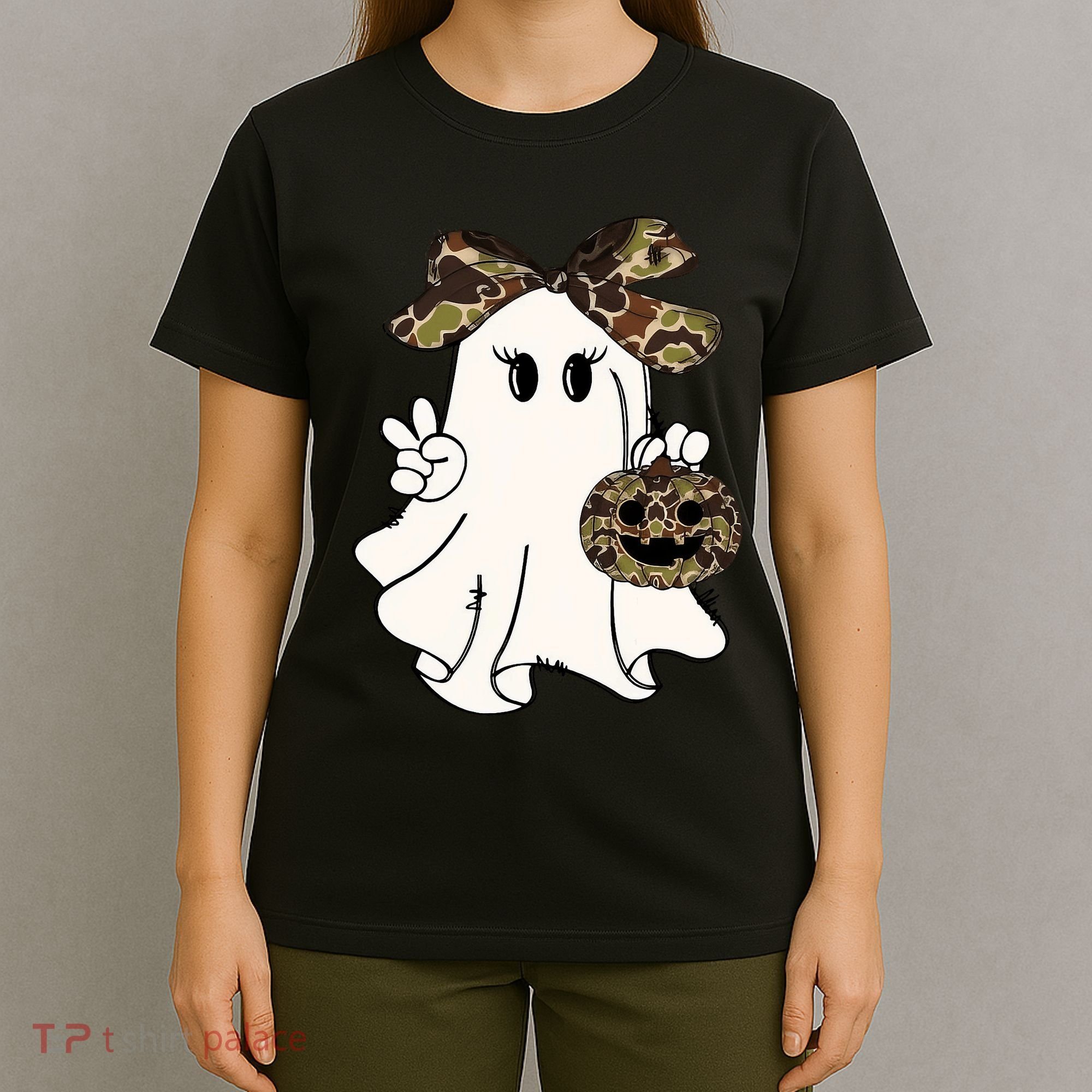 Funny Halloween Camouflage Camo Ghost Hello Hunting Season T-Shirt