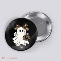 Funny Halloween Camouflage Camo Ghost Hello Hunting Season Button thumb 0